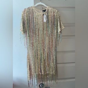 NEW Nasty Gal Tassel Beaded Mini Shift Dress.